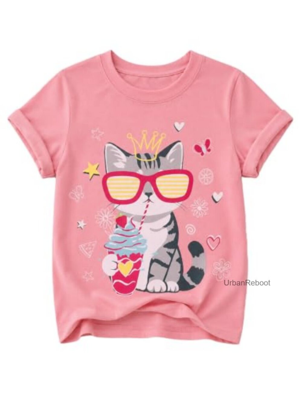 Toddler Girls Short Sleeve Graphic Tee Dinosaur Cartoon